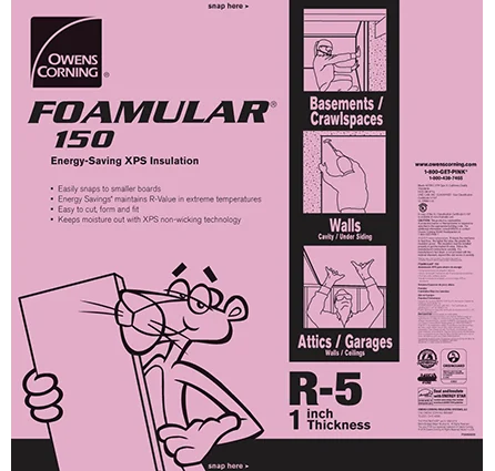 FOAMULAR 150 1 in. x 4 ft. x 8 ft. R-5 Scored Square Edge Rigid Foam Board Insulation Sheathing