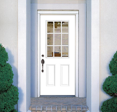 9 Lite Right-Hand Inswing Fiberglass Door With Vinyl Frame